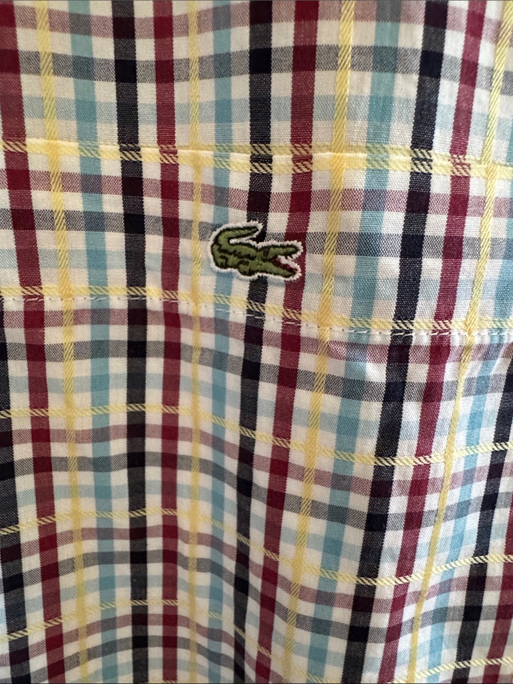 Lacoste Multicolor Plaid Button-Down Shirt with Green Crocodile Logo